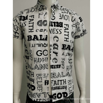 Mens cotton voile print slim fit shirt